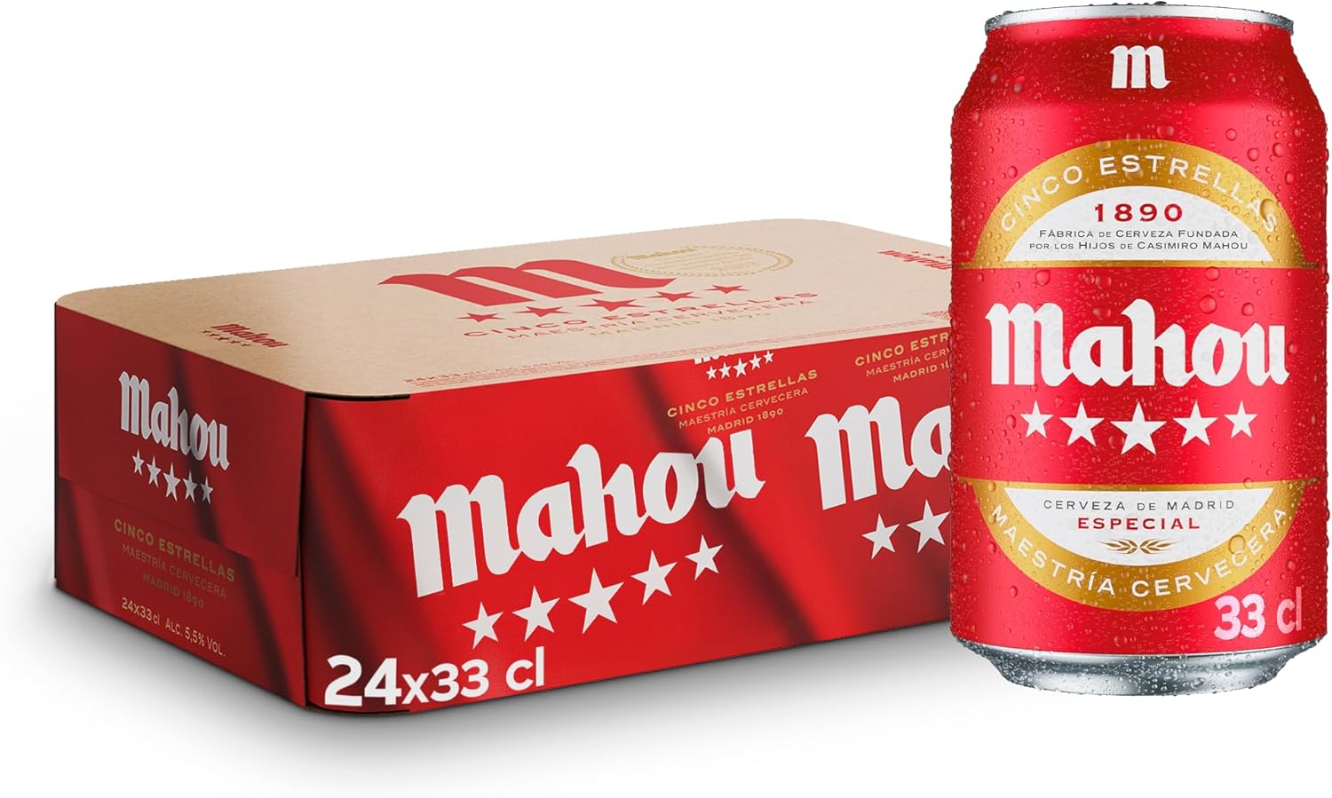 Pack de 24 Latas Mahou 5 Estrellas de 33cl