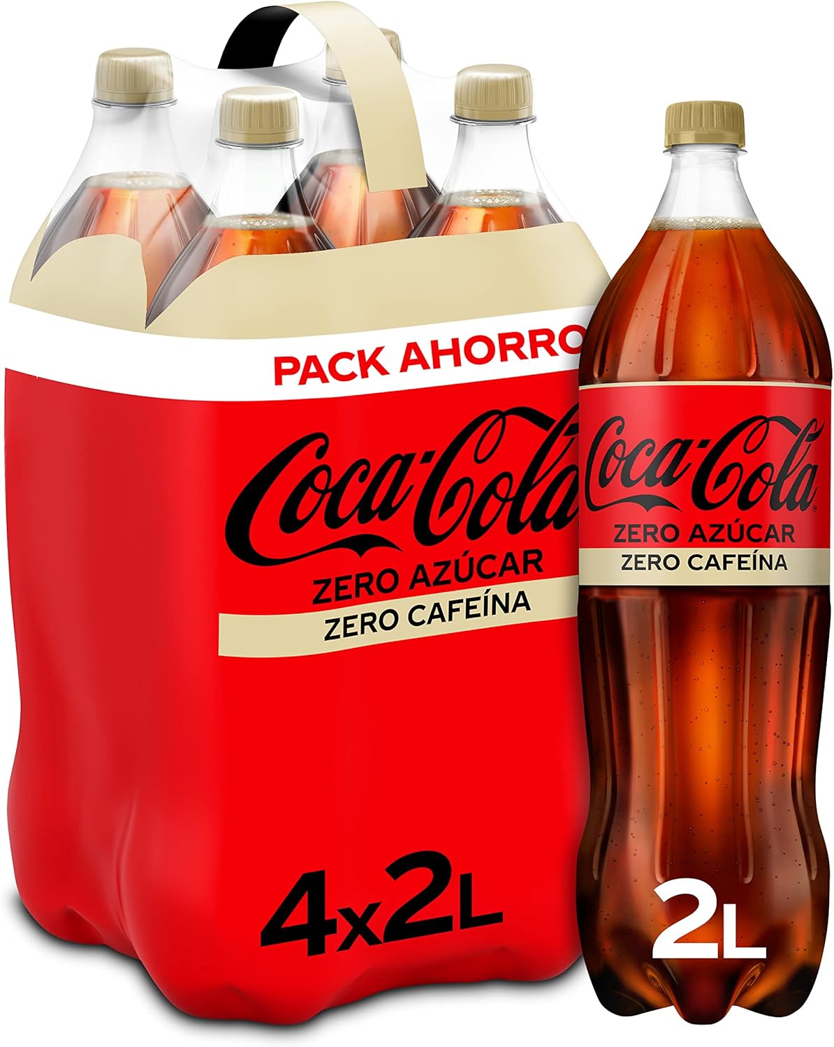 Coca-Cola Zero Sin Azúcar ni Cafeína - Pack 4 Botellas 2L