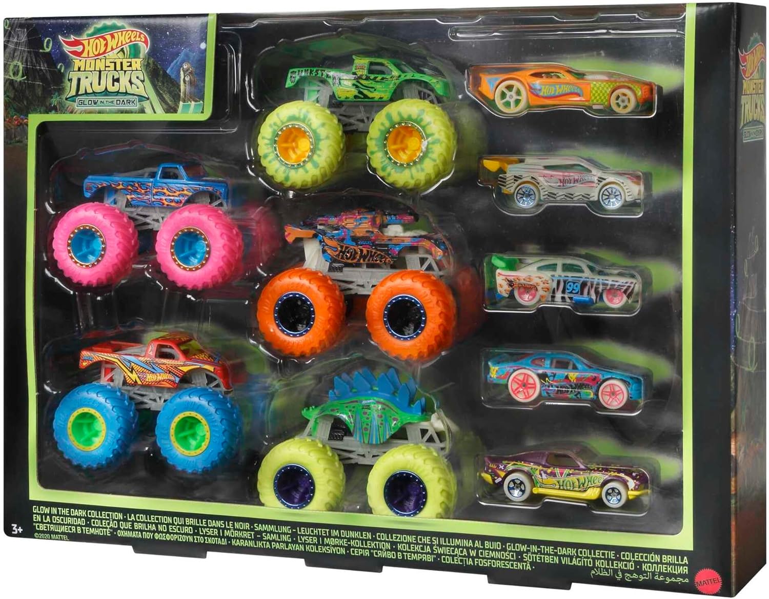 Hot Wheels Monster Trucks Glow in The Dark™ - Multipack de 10