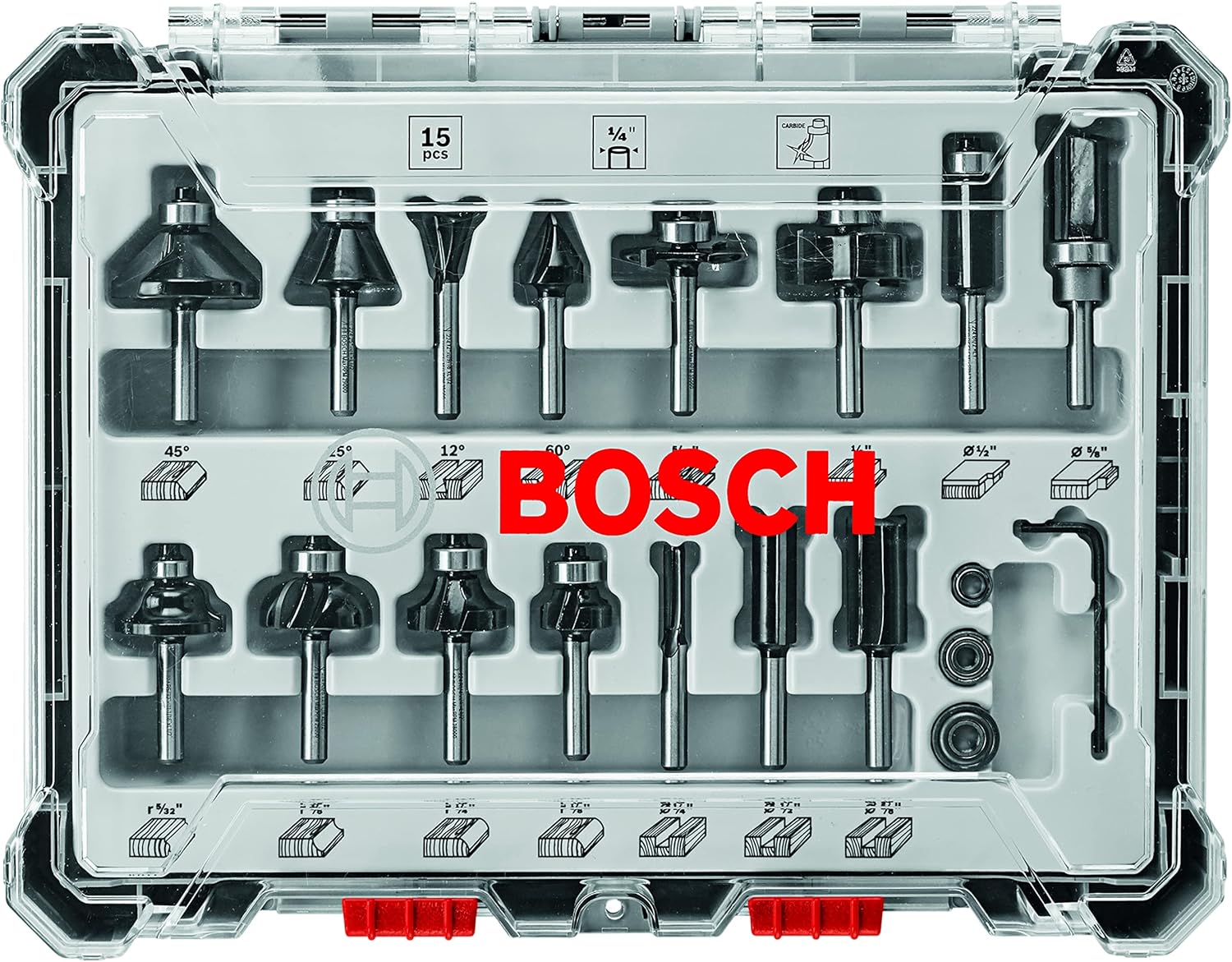 Set de 15 Piezas de Brocas Router BOSCH