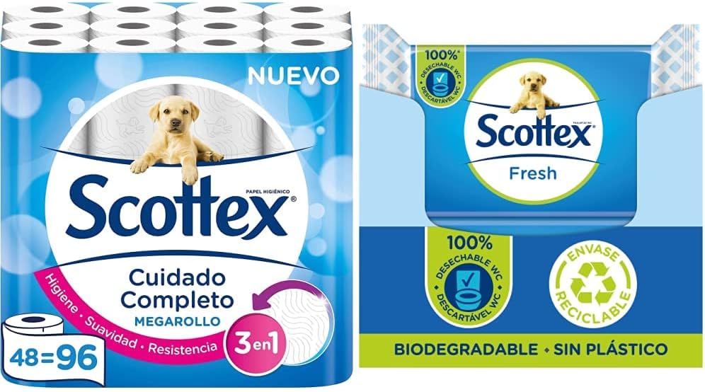 Pack de Papel Higiénico Scottex - 48 Rollos + 456 Toallitas