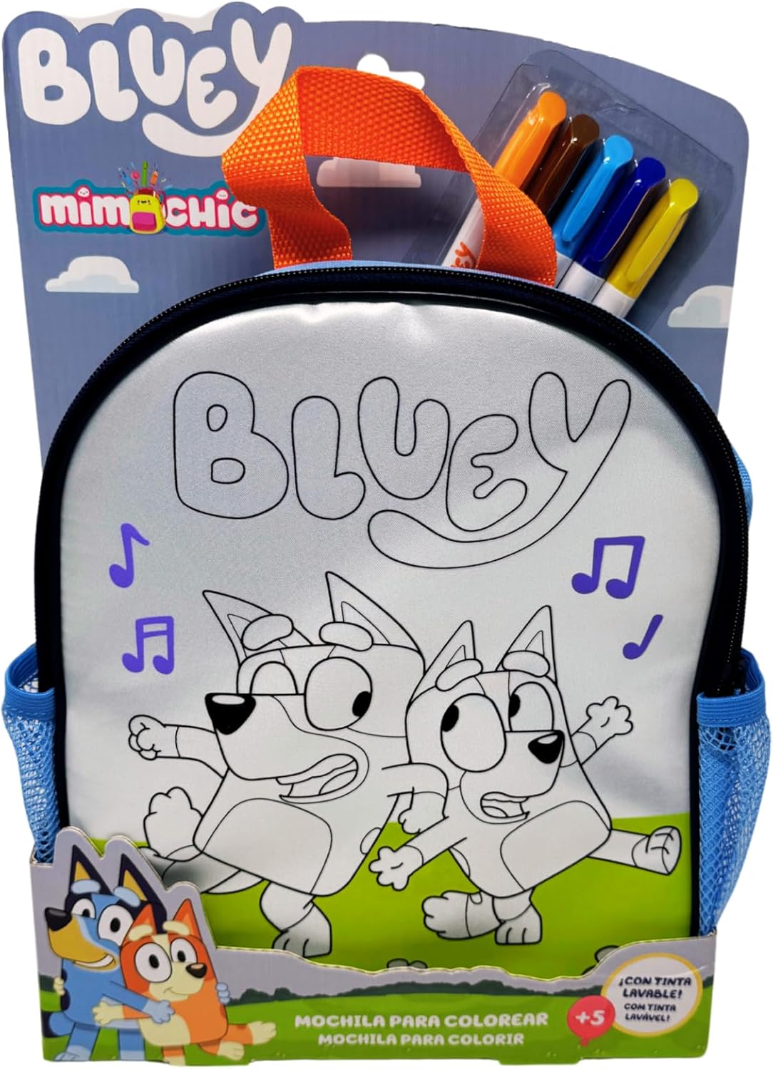 Mochila de Colorear Bluey con 5 Rotuladores
