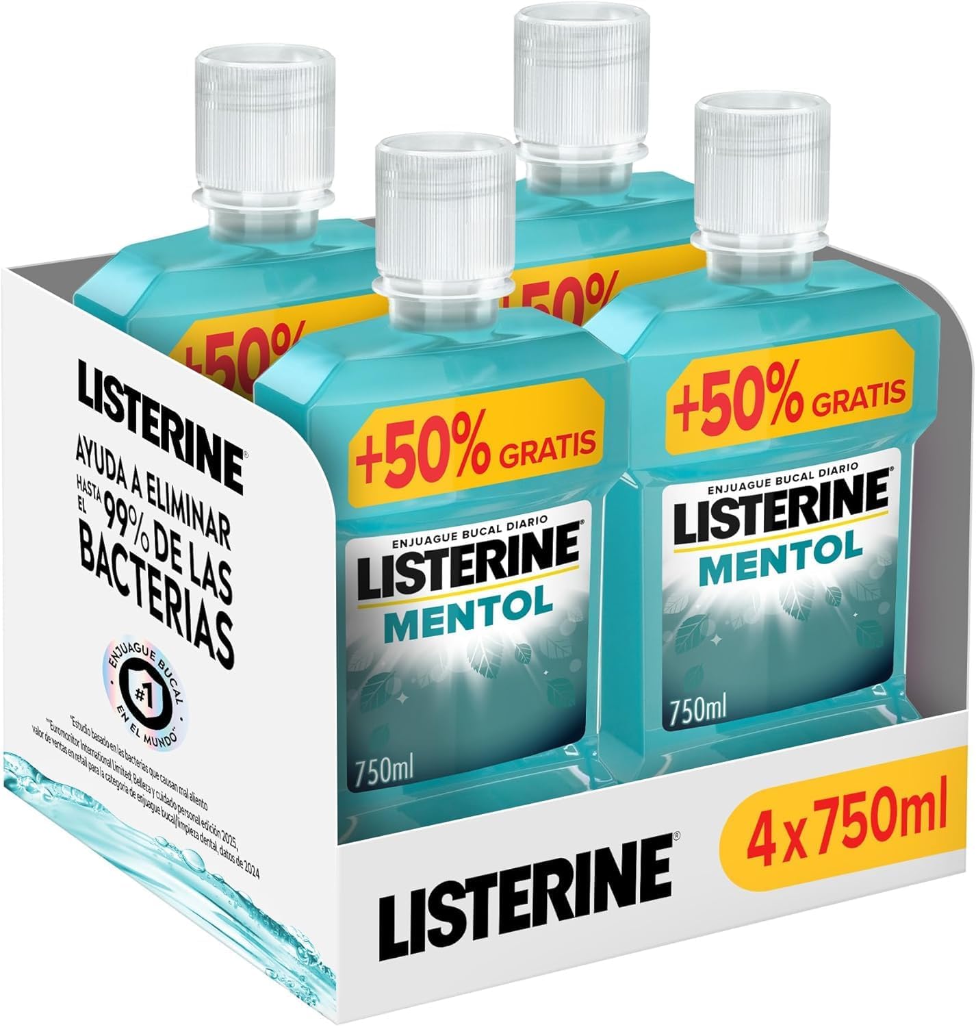 Enjuague Bucal Listerine Mentol - Pack de 4