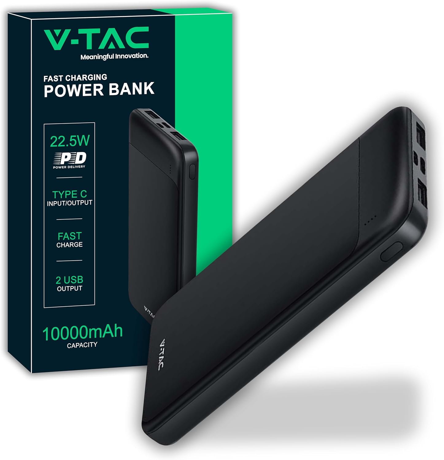 Power Bank V-TAC 10000mAh - Carga Rápida