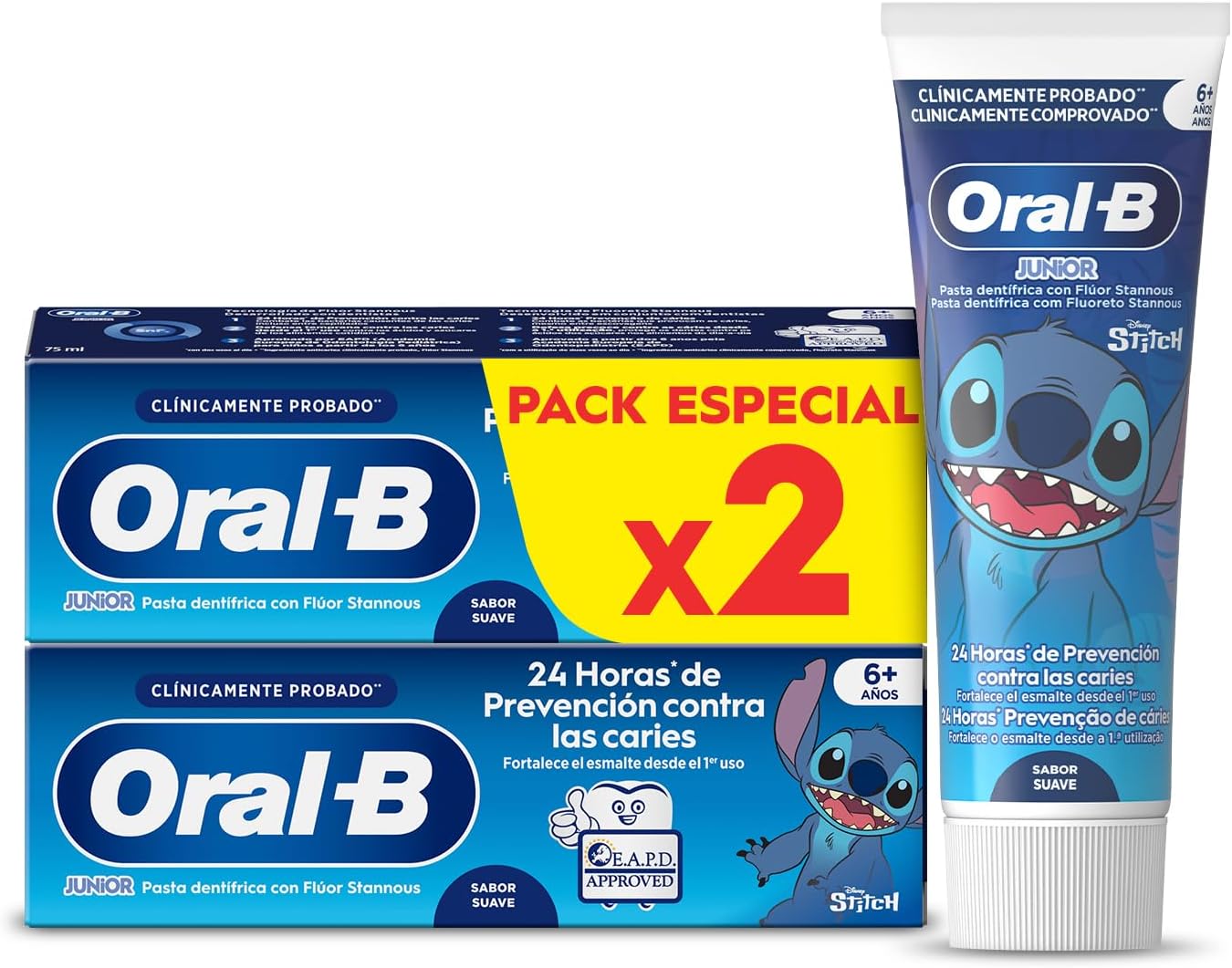 Pasta de Dientes Oral-B Junior con Stitch – Pack 2 x 75 ml