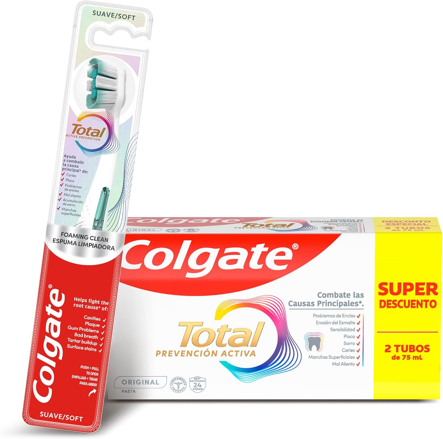 Pack Colgate Total Prevención Activa + Cepillo